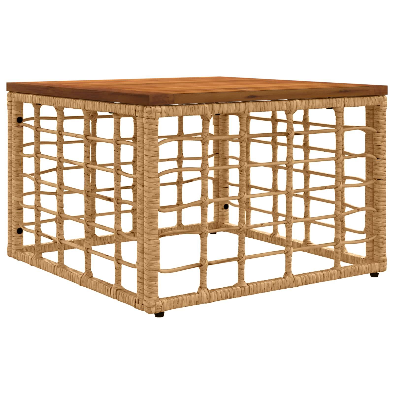 Havemøbel Bord Naturfarvet 55 x 55 x 37 cm PE Rattan og Glas billede