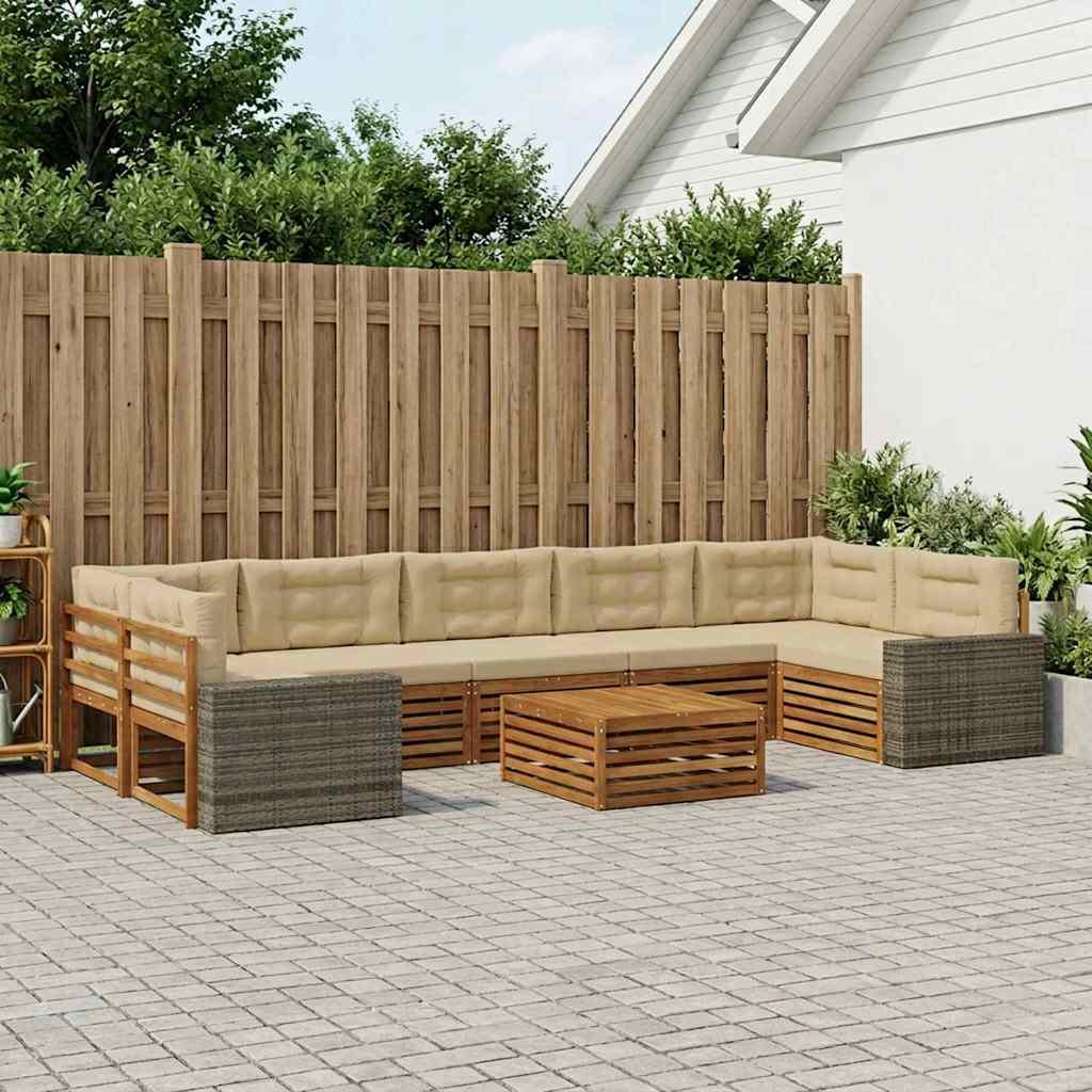 Udendørs sofagruppe 8 stk Naturlig og Beige billede