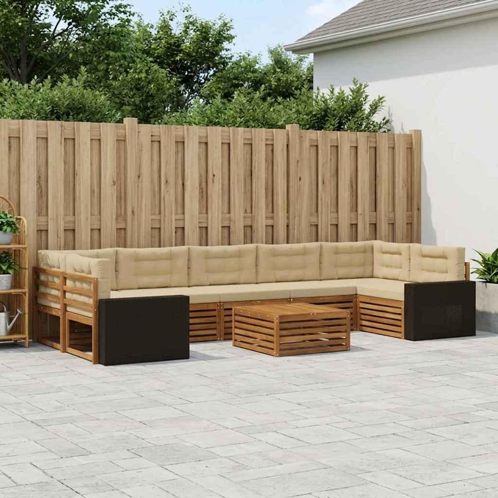 Udendørs sofagruppe 8 stk Naturlig og Beige billede