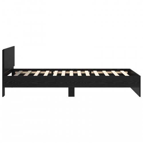 Sengestel med LED og hovedgavl - sort eg, 80 x 200 cm