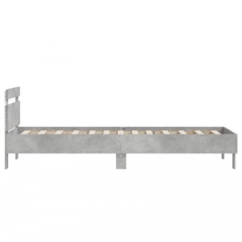Sengeramme med LED - betongrå, 80 × 200 cm, konstrueret træ
