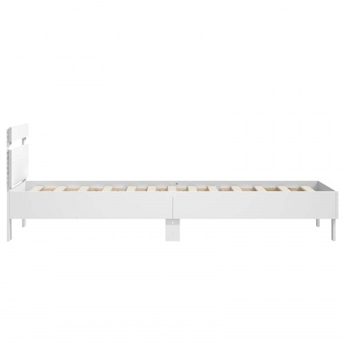 Sengeramme med LED - hvid 80 x 200 cm i konstrueret træ
