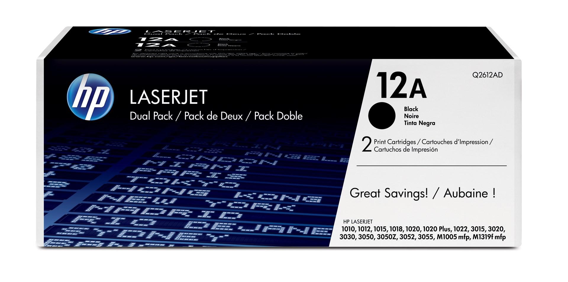 HP 12A sort LaserJet toner - 2‑pak (Original)