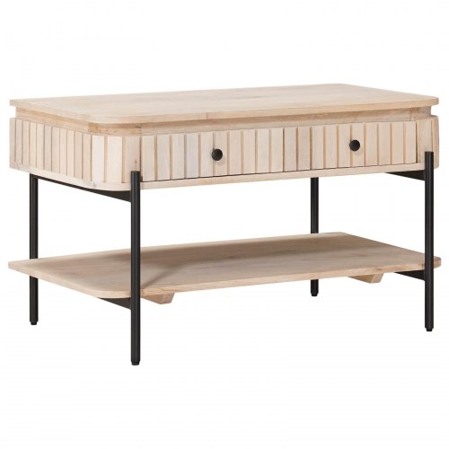 Håndlavet Cafebord Hvid 85 x 45 x 50 cm Massivt mangotræ