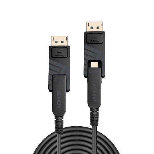LINDY 30 m fiberoptisk hybrid Mini DisplayPort 1.4-kabel med aftagelige DP-stik