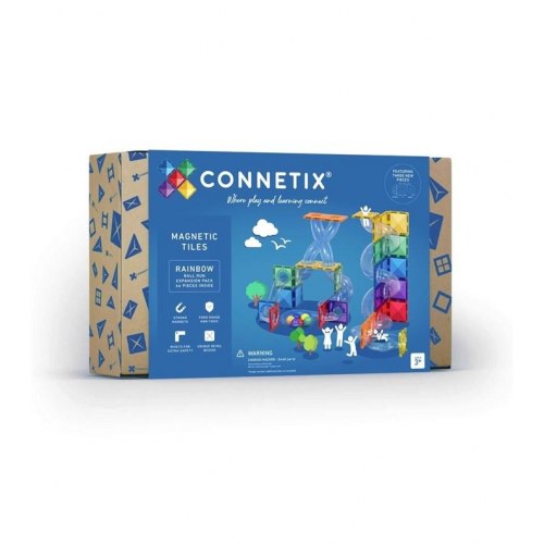 Connetix Magnetic Tiles - Rainbow Ball Run udvidelsessæt, 66 dele