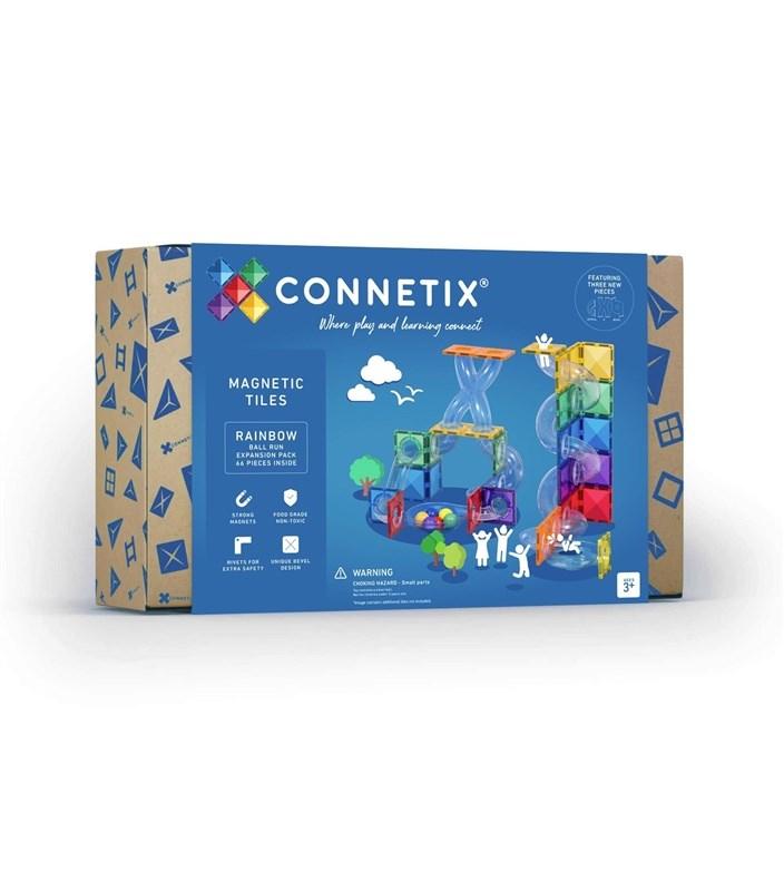 Connetix Magnetic Tiles - Rainbow Ball Run udvidelsessæt, 66 dele