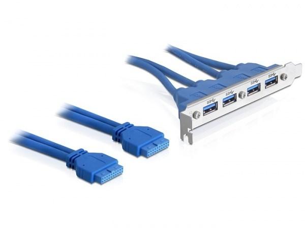 DELOCK 2× USB 3.0 19‑pin til 4× USB‑A - 0,4 m bracket-adapter