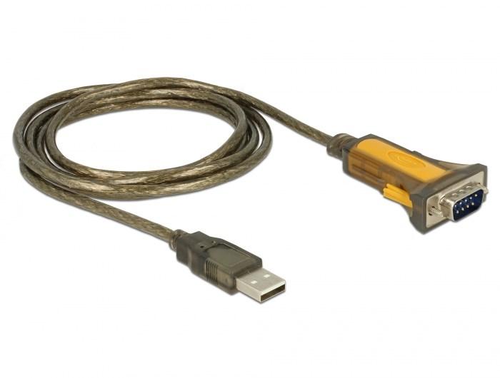 DELOCK 65840 USB til RS-232 serielkabel (USB Type-A til DB-9), 1,5 m - sort/gul billede