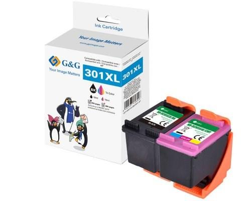 G&G 301XL kompatible blækpatroner - twin pack, høj kapacitet (BK + CMY) til HP billede