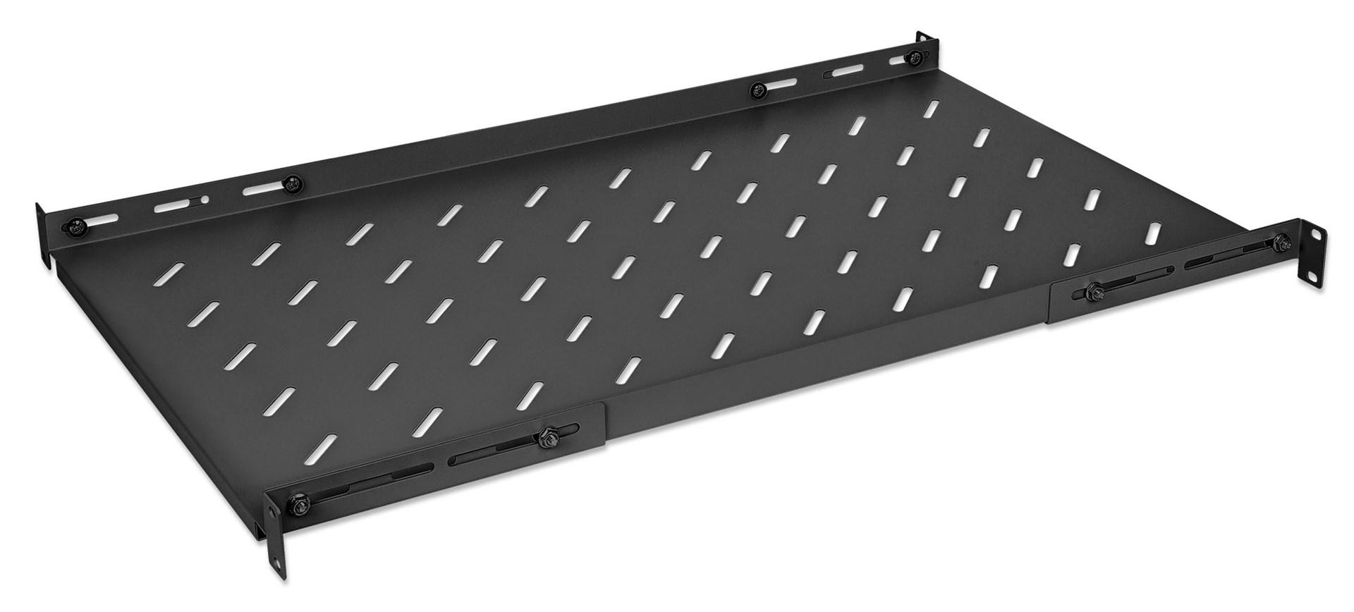 Intellinet 19" fast hylde, justerbar skinne-dybde 75-95 cm, 1U - sort billede