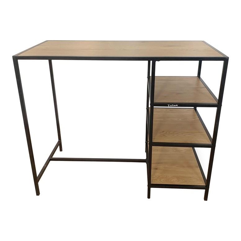 Barbord med hylder - træ/sort metal, 100 × 120 × 60 cm billede
