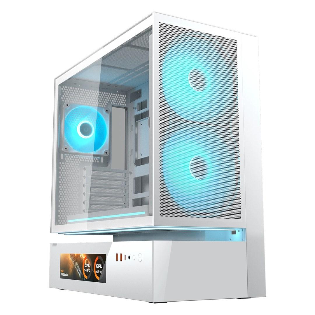 COUGAR CFV235 Vision midi-tower kabinet med ARGB, mesh og LCD - hvid billede