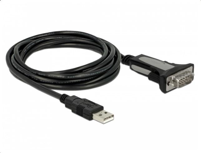 DELOCK USB 2.0 til RS-232 seriel adapterkabel - 3 m, USB-A til DB-9, sort billede