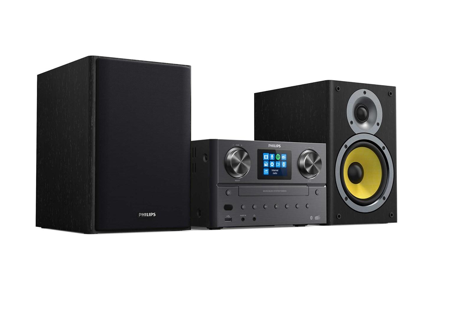 Philips TAM8905 mikrosystem med internetradio, DAB+, Bluetooth, CD, USB og Spotify Connect