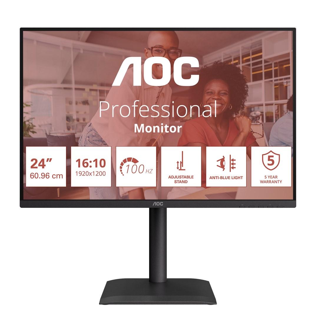 AOC E4 X24E4U 24" skærm - 1920 × 1200, 100 Hz, IPS, sort billede