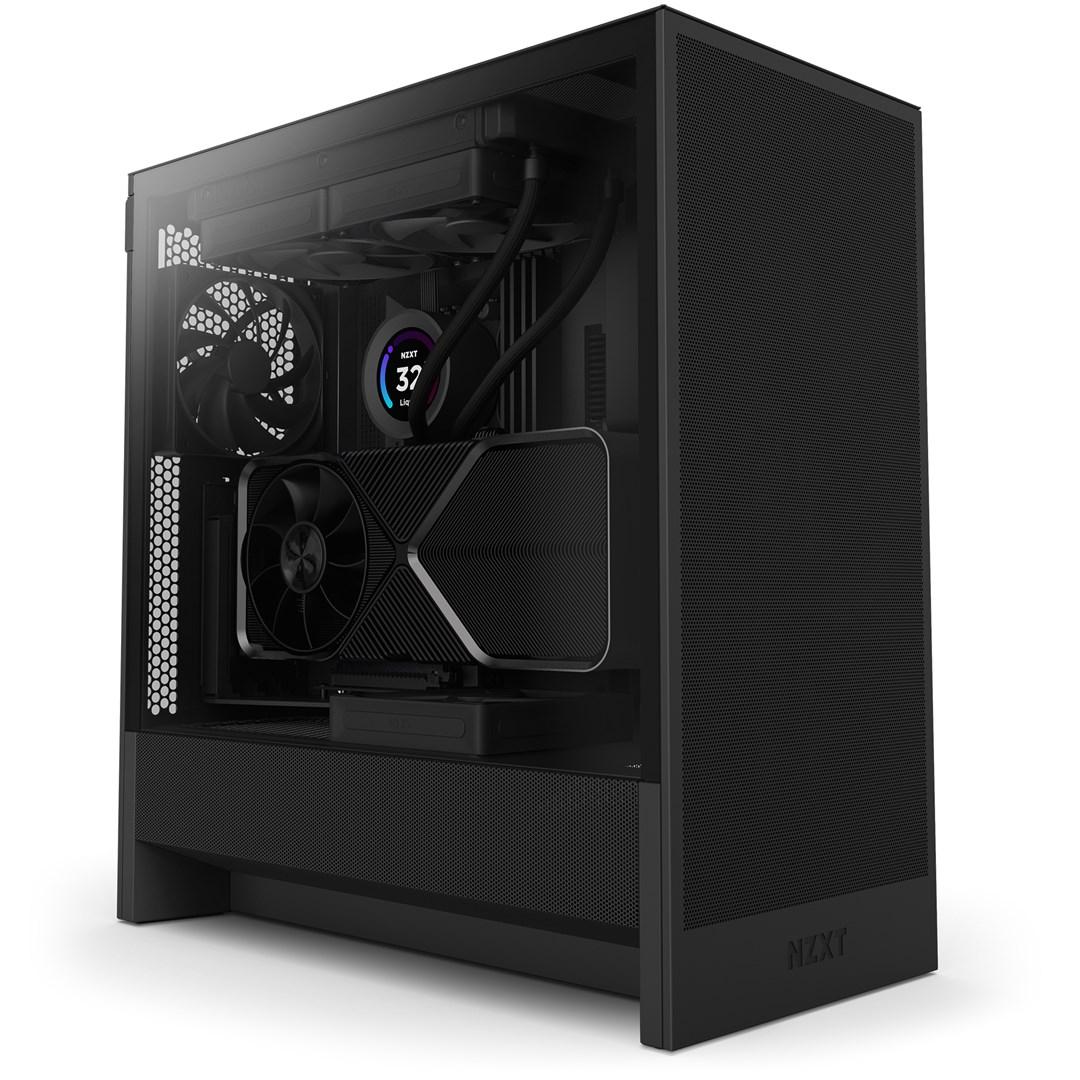 NZXT H5 Flow midi tower - sort PC kabinet til gaming