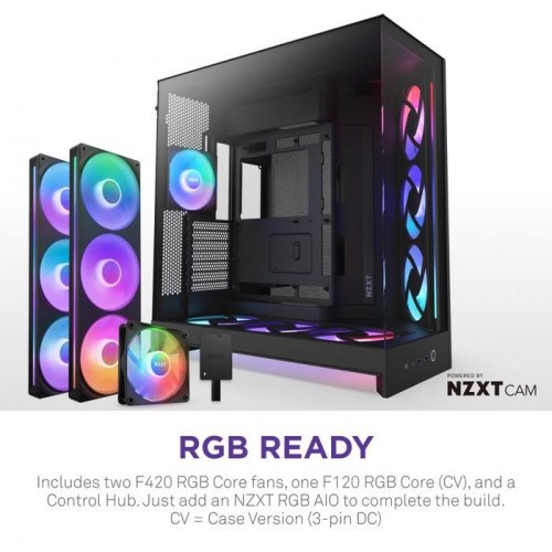 NZXT H9 Flow RGB+ midi-tower kabinet - sort