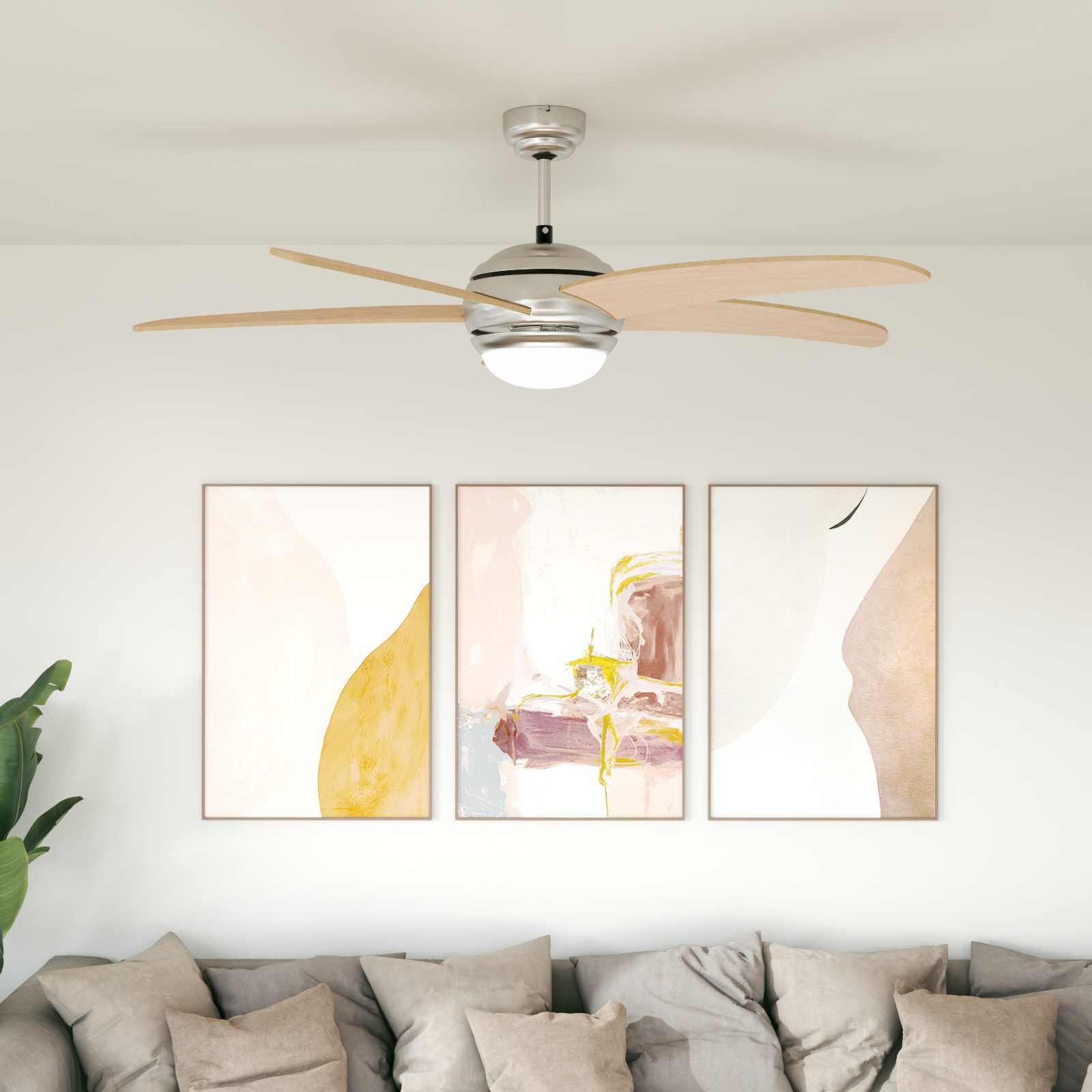 Loftfanne med lys Ø 130 cm Sonoma-eg