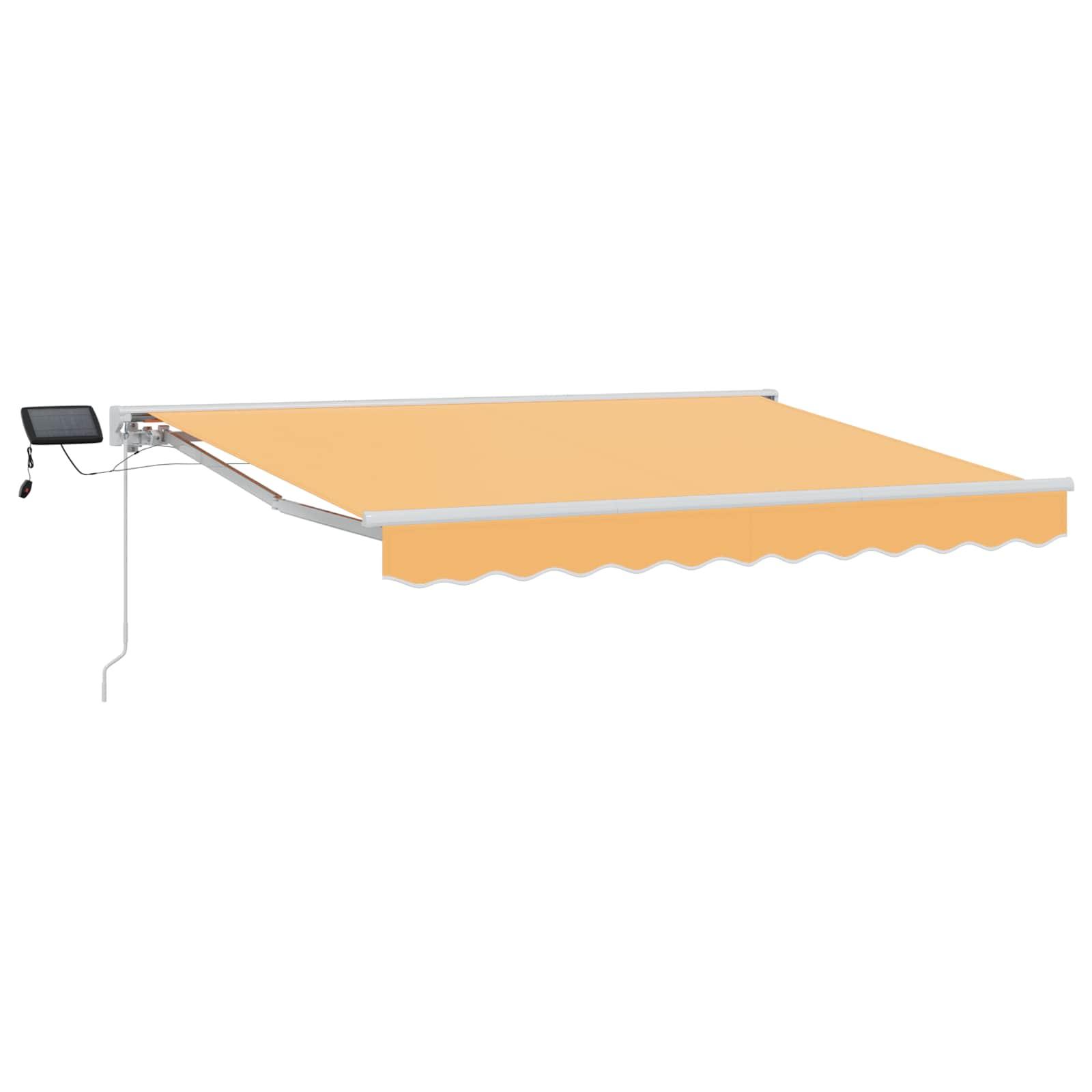 Manuel markise-ramme med LED-lys Sandfarvet 4 x 2 m