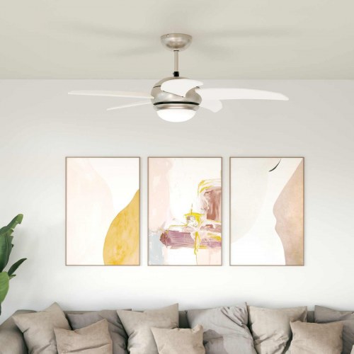 Loftfan med lys og fjernbetjening Ø 110 cm Hvid