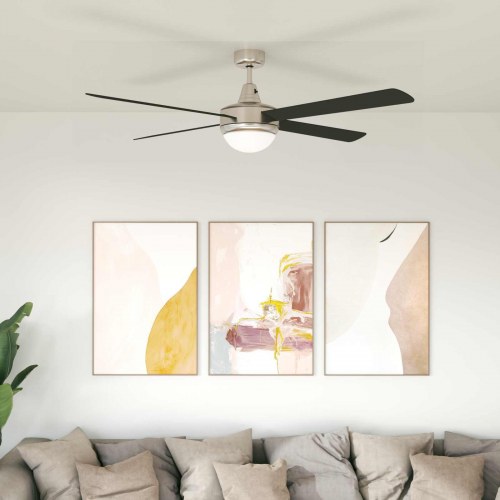 Loftfan med lys og fjernbetjening Ø 130 cm Sort