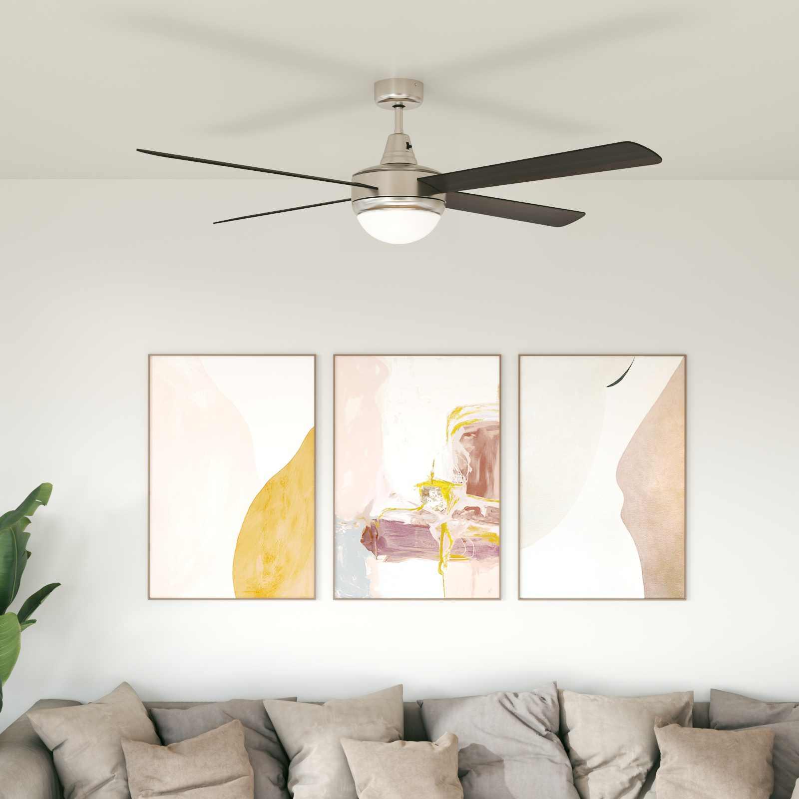 Loftfan med lys og fjernbetjening Ø 130 cm Mørk Brun