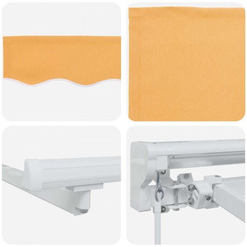 Manuel markise-ramme med LED-lys Sandfarvet 3 x 2 m
