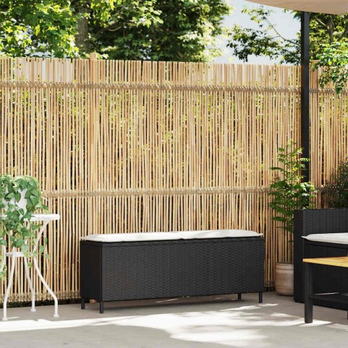 Havebænk med hynde 110x30x40,5 cm polyrattan sort (OUTLET A)