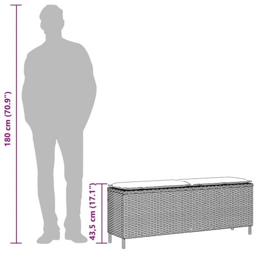 Havebænk med hynde 110x30x40,5 cm polyrattan sort (OUTLET A)