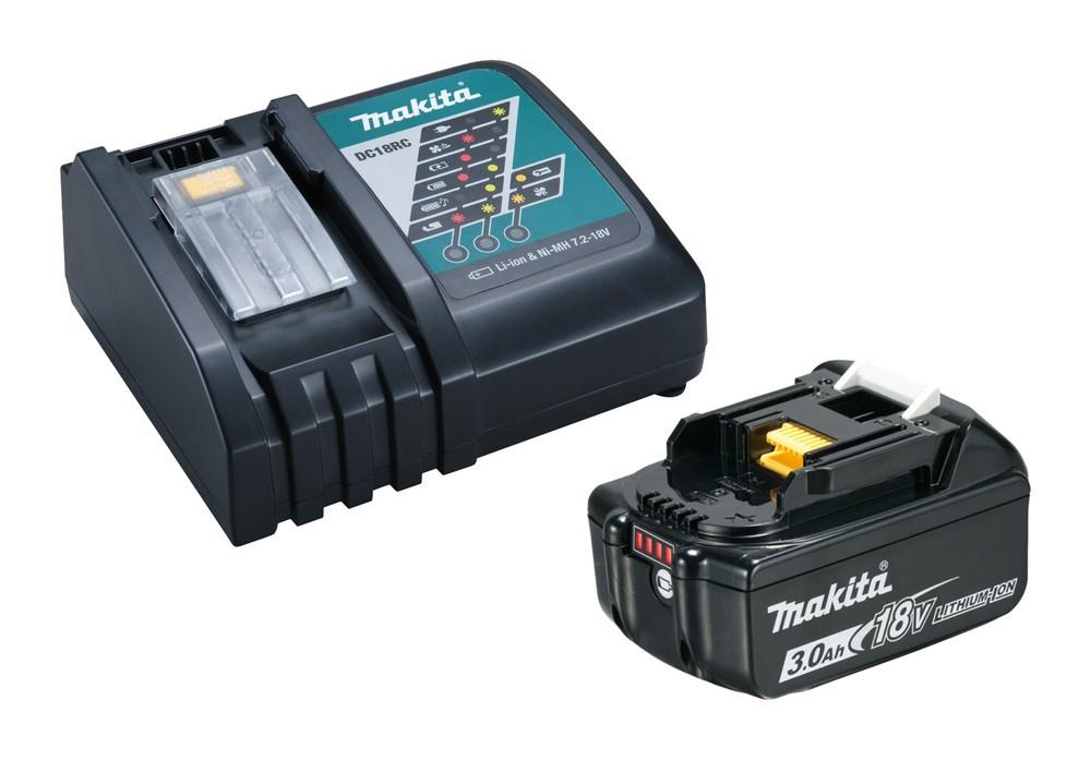 Makita 191A24-4 batterisæt - 18V Li-ion batteri + lader (sort/blå)