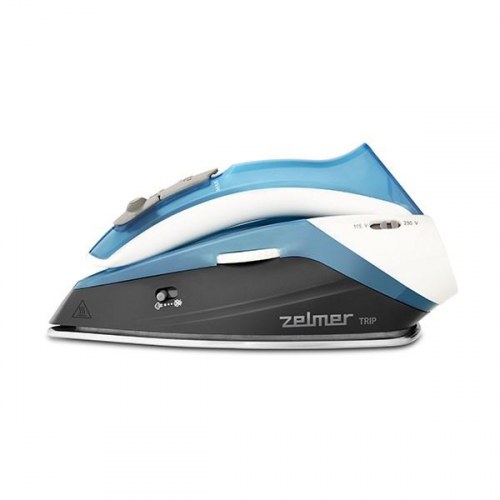 Zelmer ZIR0500 rejse-strygejern - tør & damp, rustfri stål-sål, 1.100 W - sort/blå/hvid