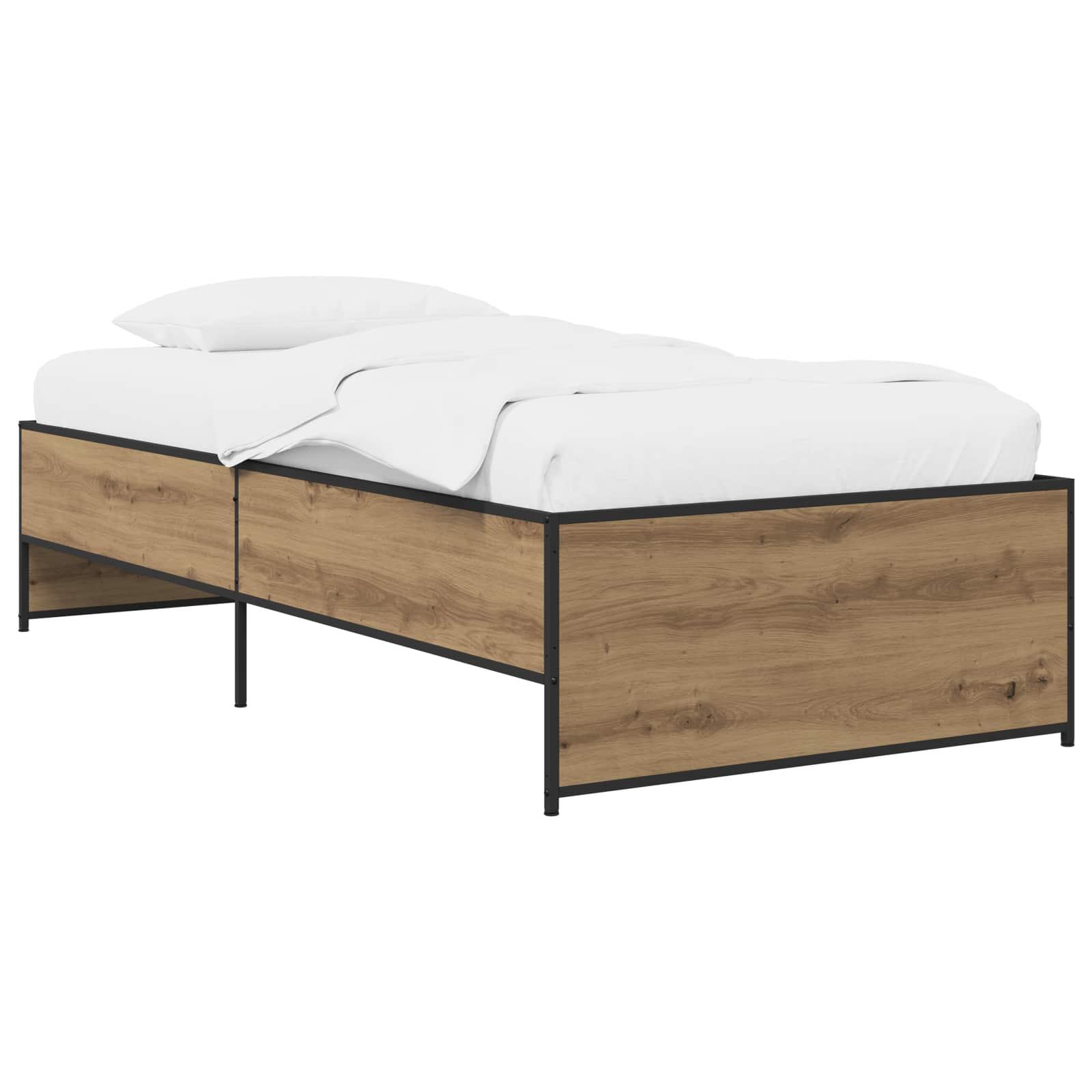 Sengeramme i artisan-eg 80 x 200 cm - konstrueret træ med lamelbund billede