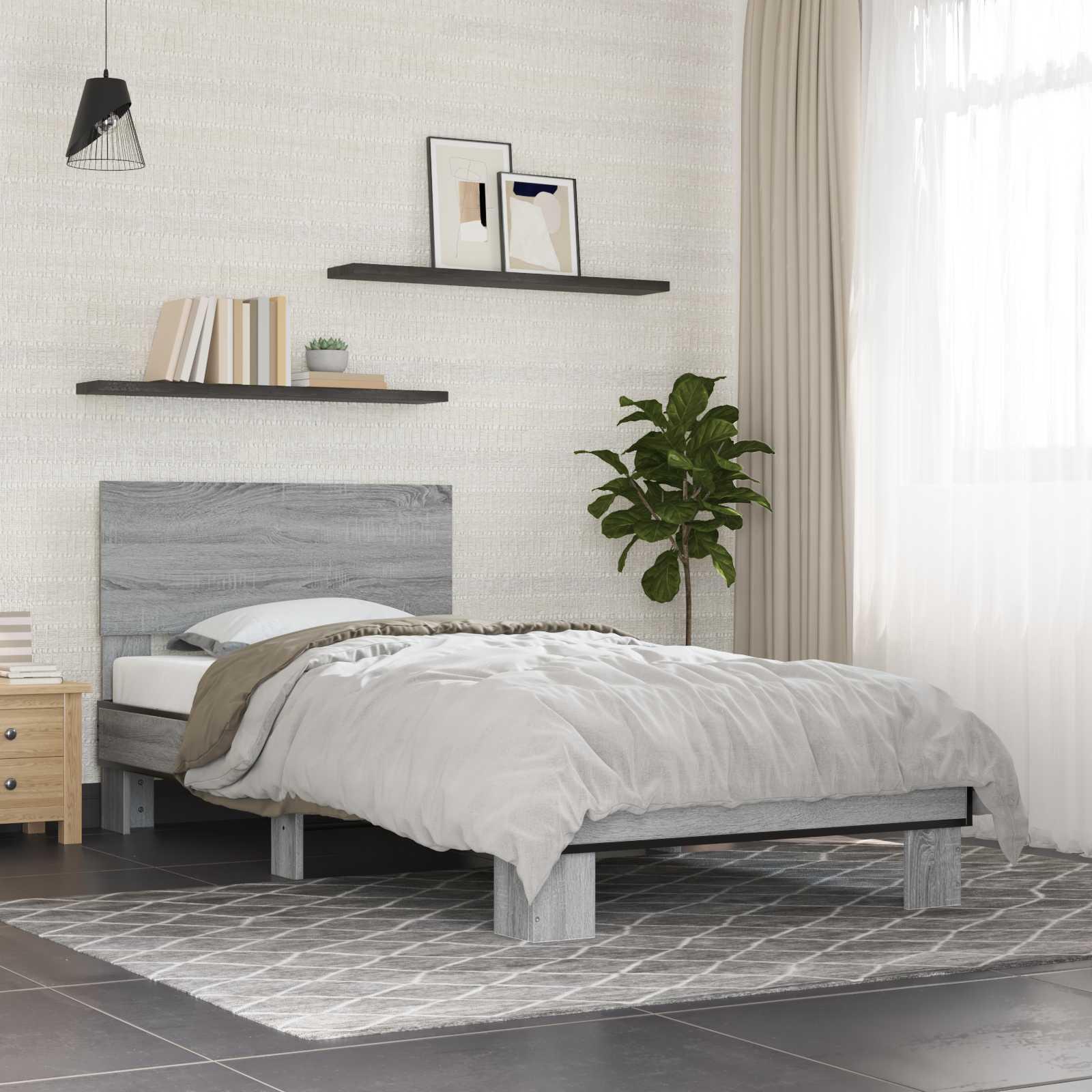 Sengestel med hovedgærde Grå Sonoma 80 x 200 cm Konstrueret træ billede