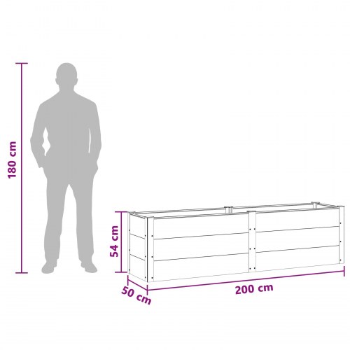 Højbed i WPC og aluminium - brun 200 x 50 x 54 cm