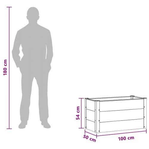 Højbed i brun WPC og aluminium - 100 x 50 x 54 cm