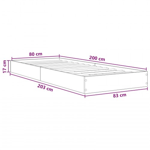 Gulvsengramme i hvid - 80 x 200 cm, konstrueret træ