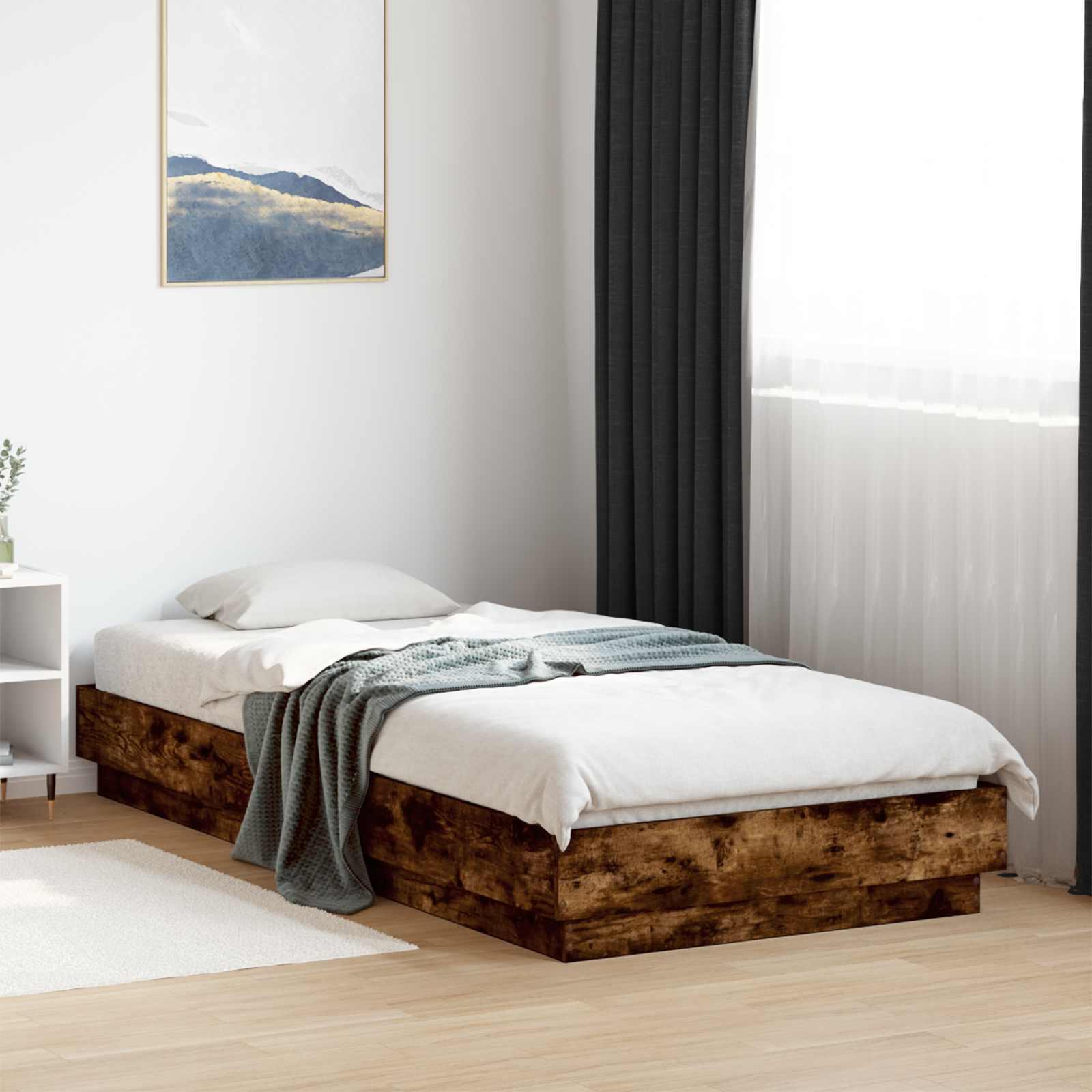 Gulvsengramme Røget eg 80 x 200 cm Konstrueret træ billede