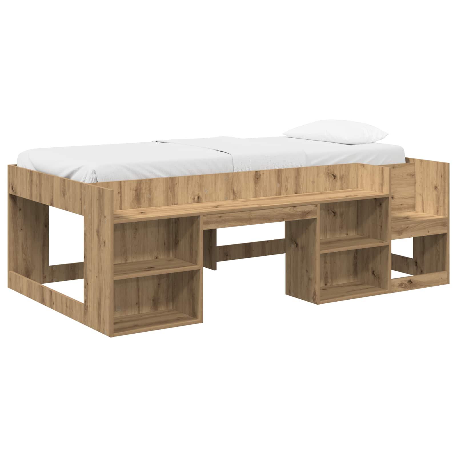Børneseng med opbevaring Artisan-eg 90 x 190 cm Konstrueret træ billede