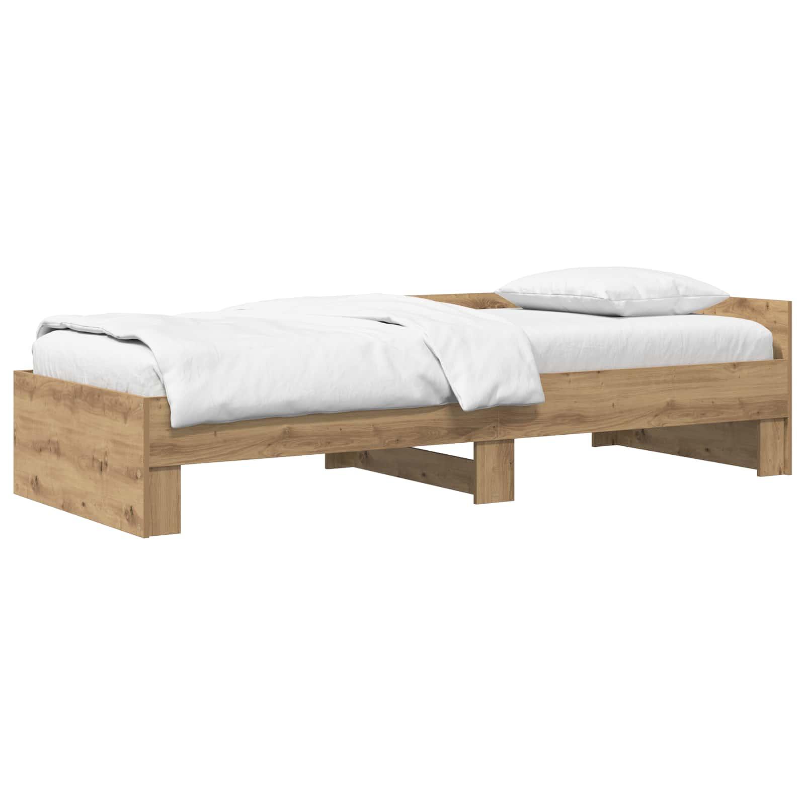Sengestel med hovedgærde Artisan-eg 80 x 200 cm Konstrueret træ billede