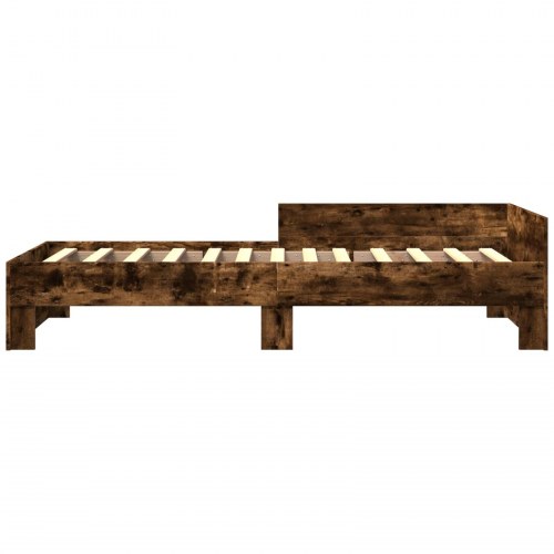 Sengestel med hovedgærde - røget eg - 80 x 200 cm
