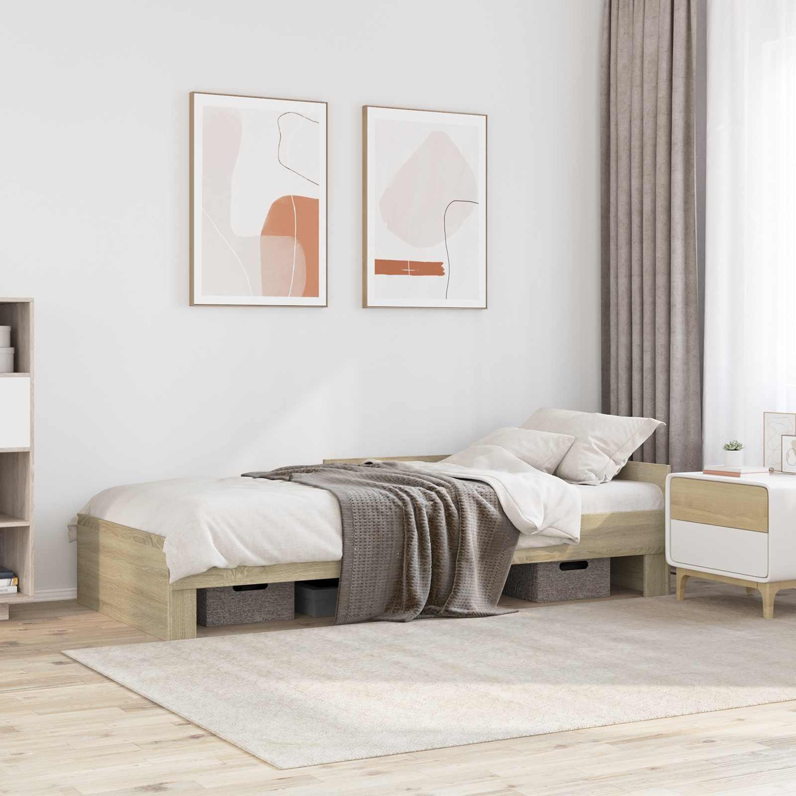 Sengestel med hovedgærde Sonoma-eg 80 x 200 cm Konstrueret træ billede