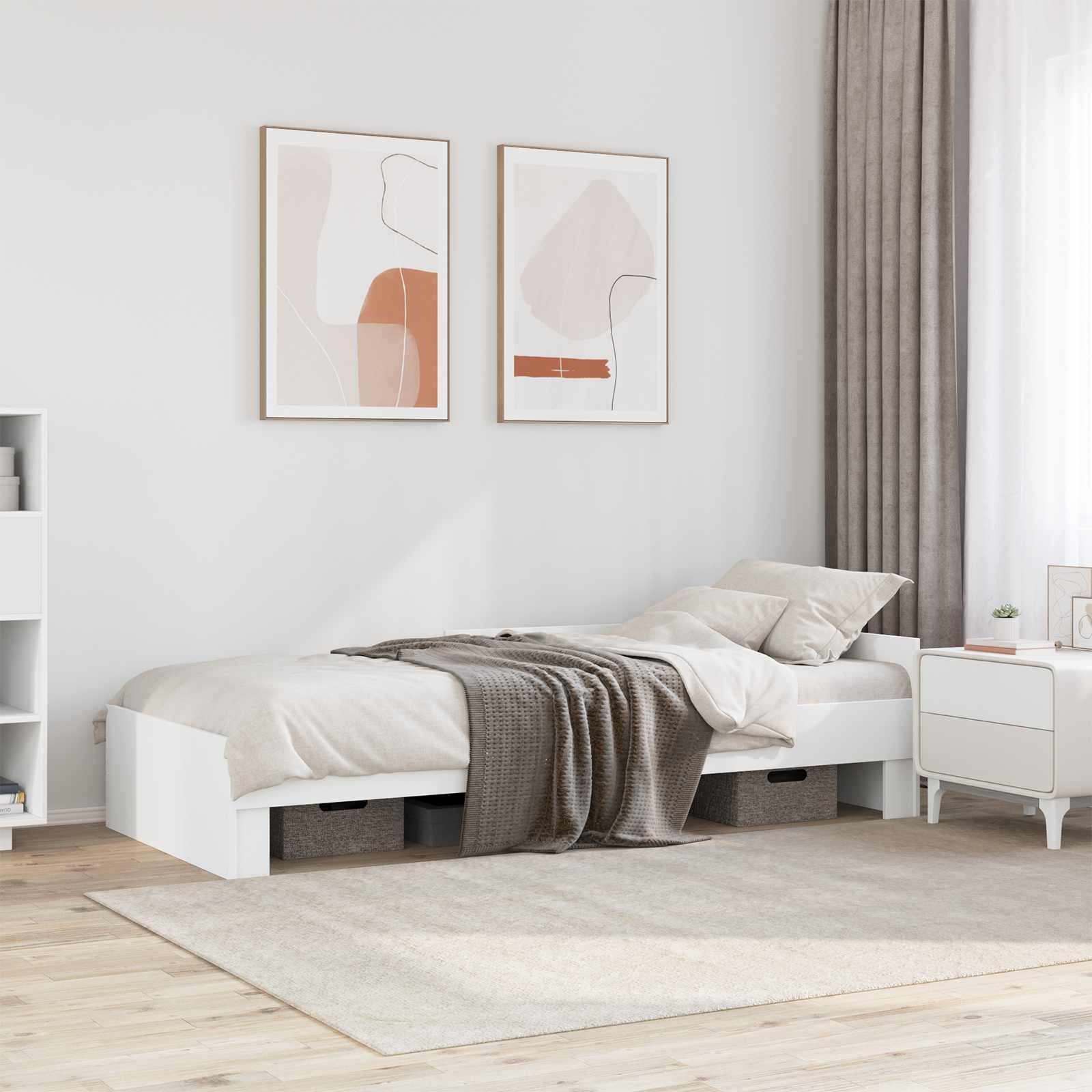 Sengestel med hovedgærde Hvid 80 x 200 cm Konstrueret træ billede
