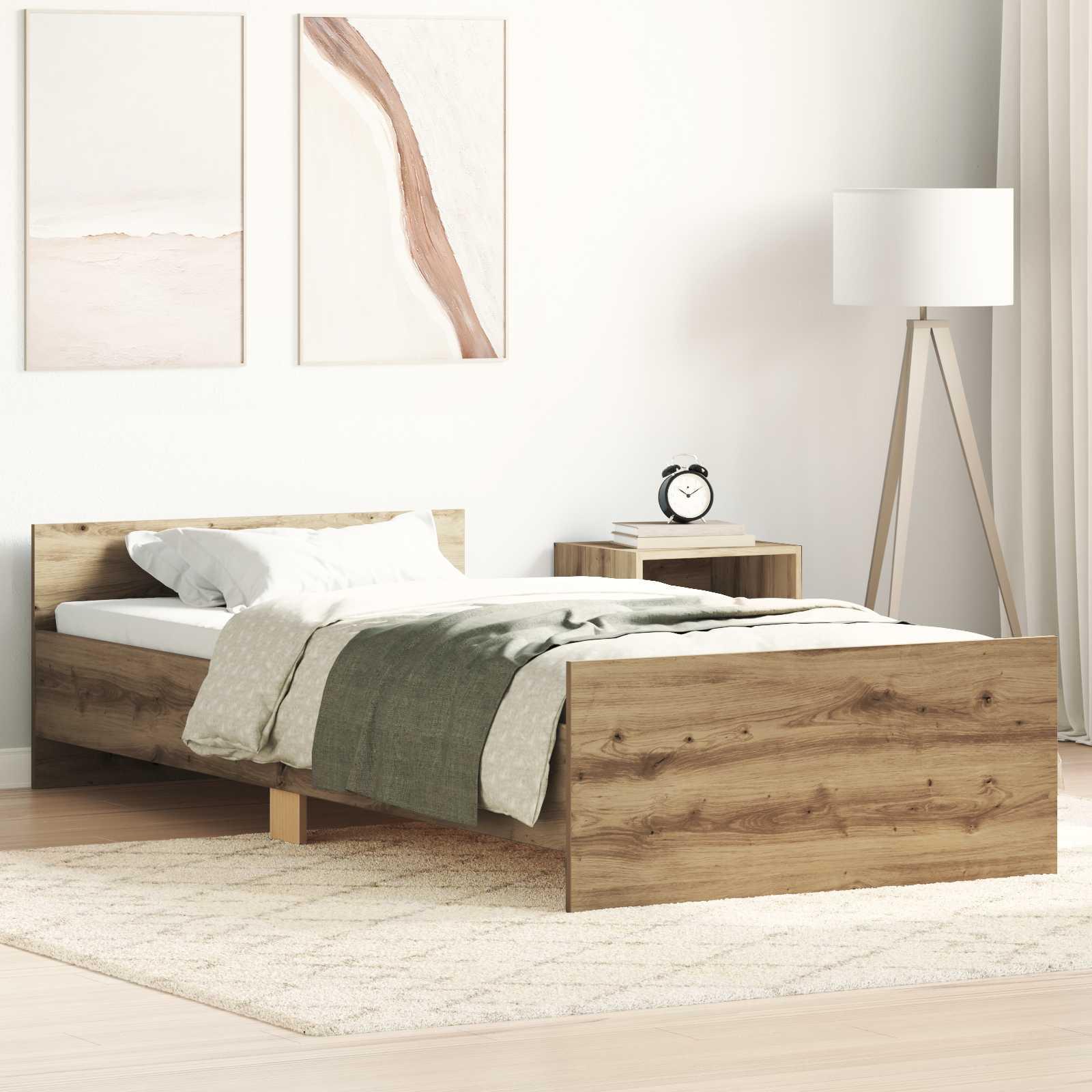 Sengestel med hovedgærde Artisan-eg 80 x 200 cm Konstrueret træ billede