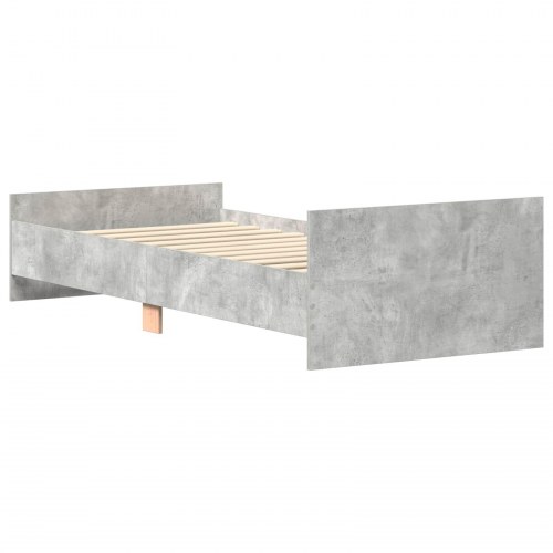 Sengestel med hovedgærde - betongrå 80 x 200 cm, konstrueret træ
