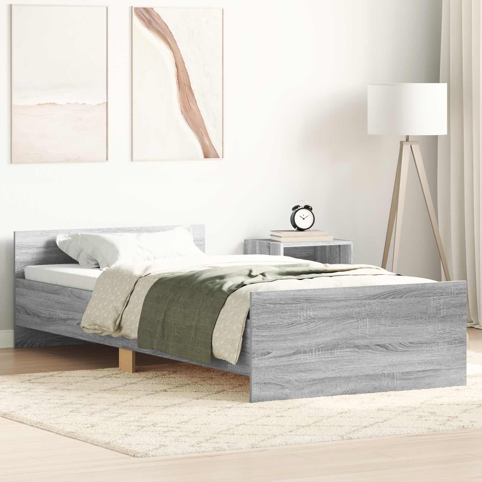 Sengestel med hovedgærde Grå Sonoma 80 x 200 cm Konstrueret træ billede