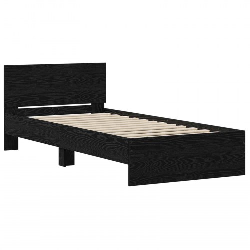 Sengeramme med sengegavl sort eg 80 x 200 cm