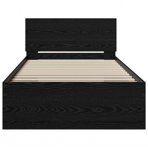 Sengeramme med sengegavl sort eg 80 x 200 cm