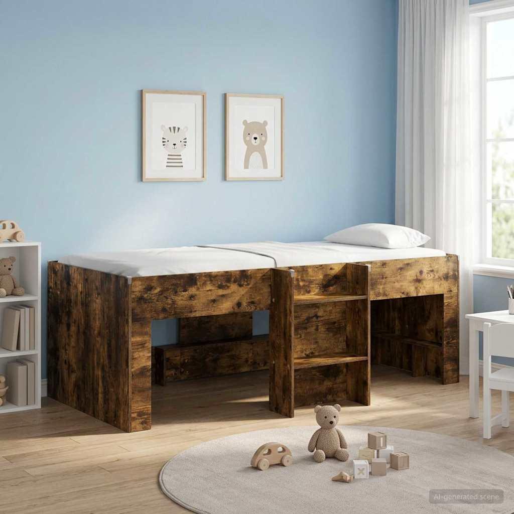 Børns høje sengestel 2 stk Røget eg 193 x 96,1 x 68,5 cm billede