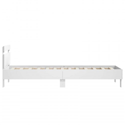 Sengestel med hovedgærde - hvid 80 x 200 cm i konstrueret træ
